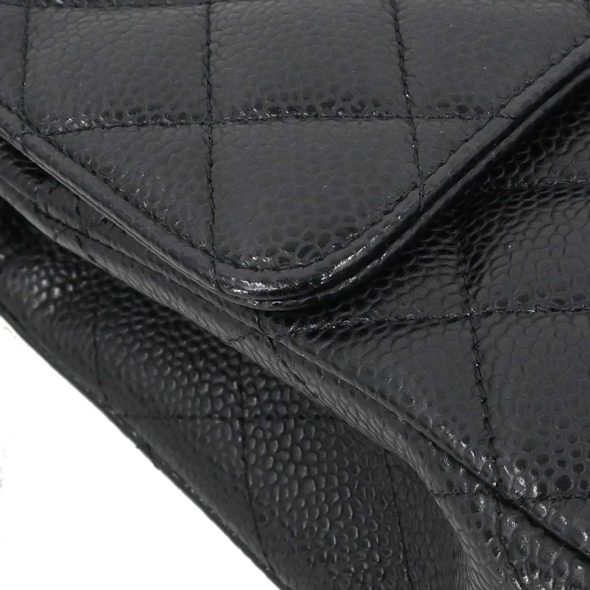 Chanel 2015-2016 Black Caviar Skin Medium Classic Double Flap Shoulder Bag
