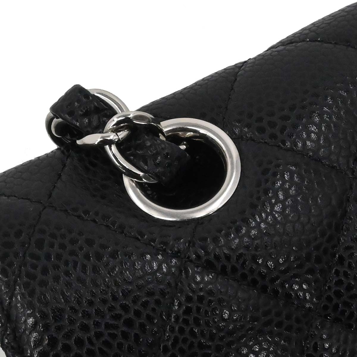 Chanel 2015-2016 Black Caviar Skin Medium Classic Double Flap Shoulder Bag