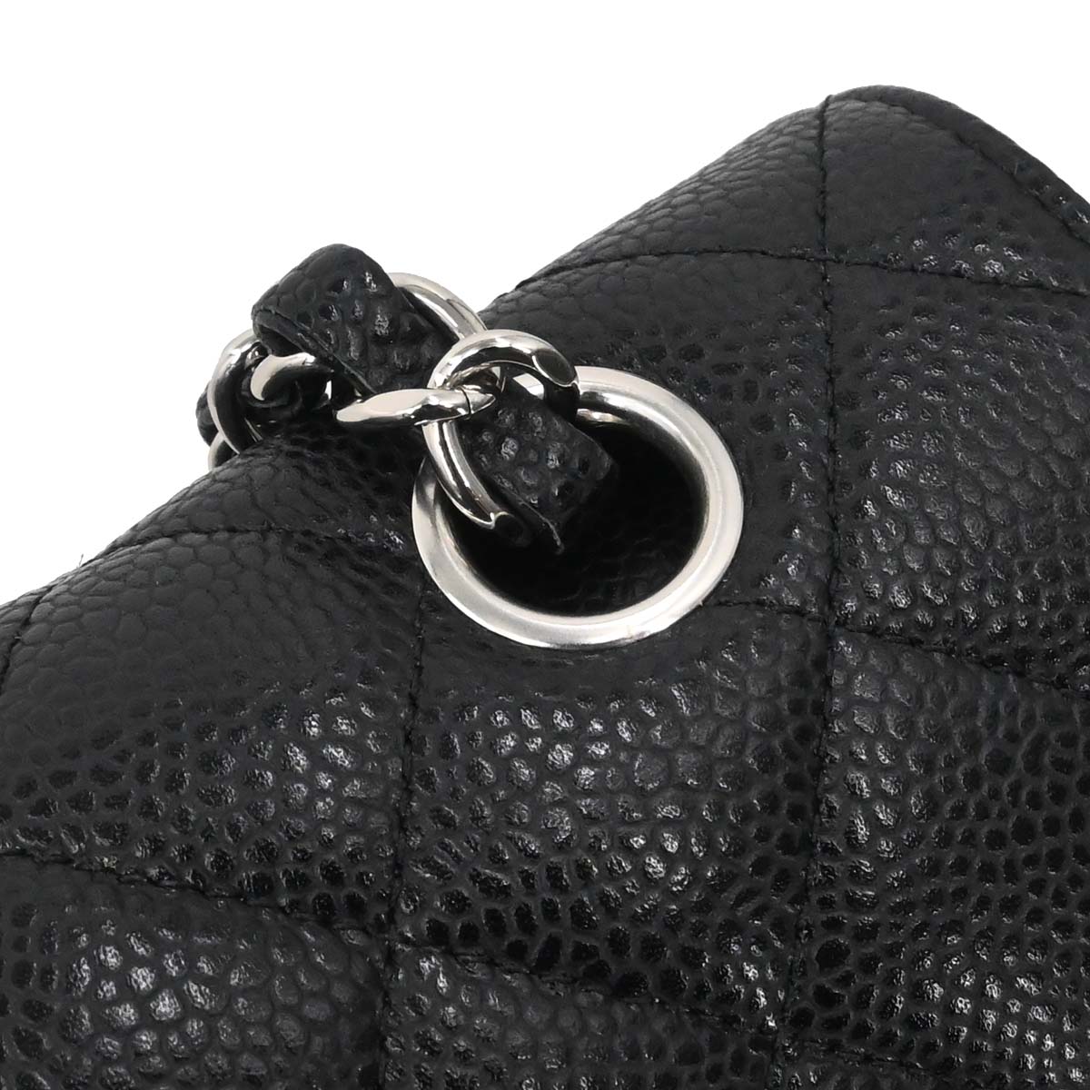 Chanel 2015-2016 Black Caviar Skin Medium Classic Double Flap Shoulder Bag