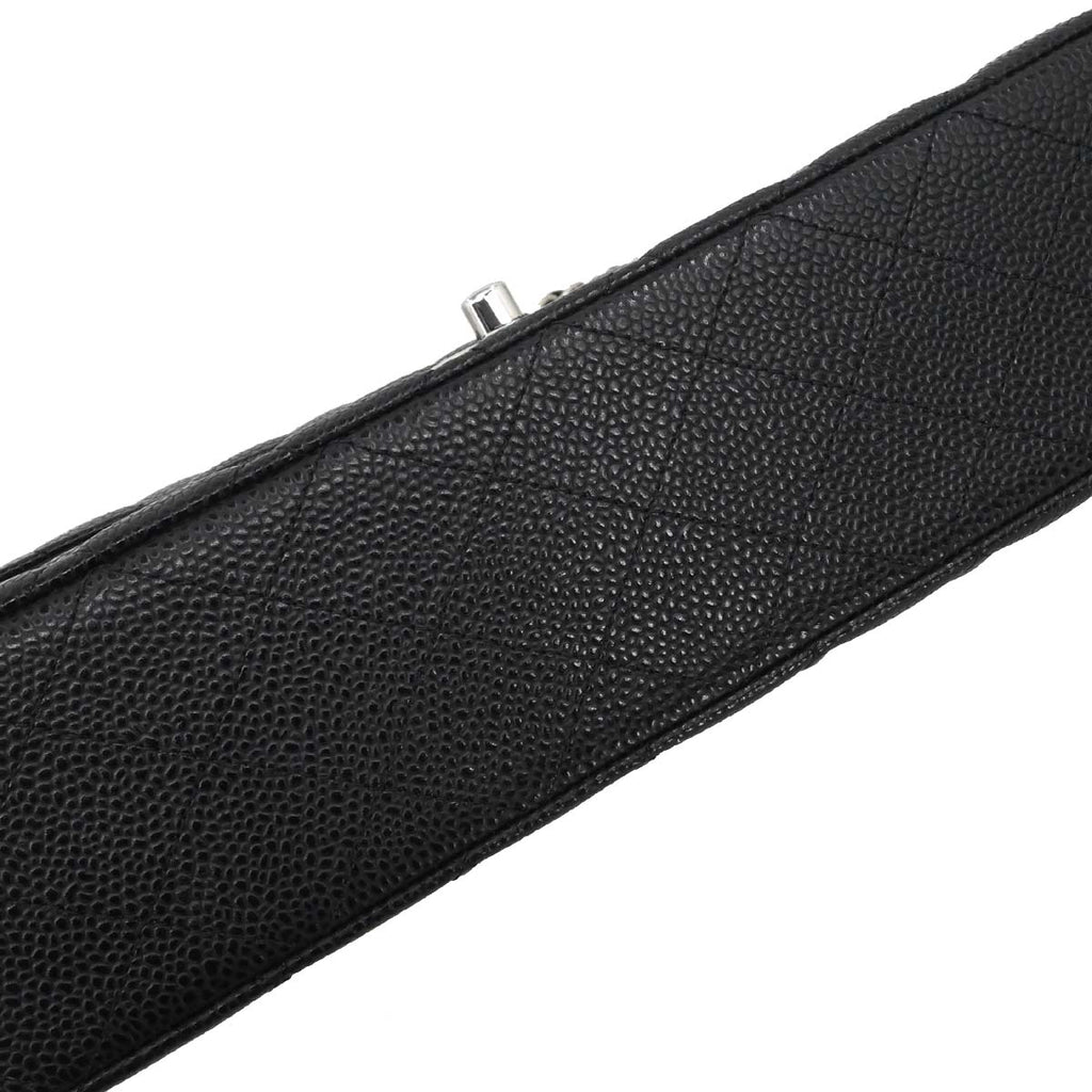 Chanel 2015-2016 Black Caviar Skin Medium Classic Double Flap Shoulder Bag