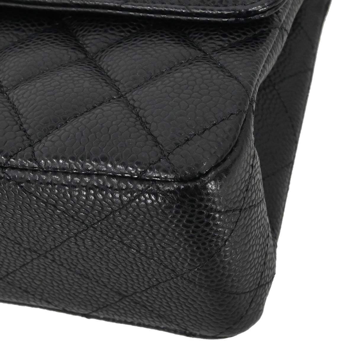 Chanel 2015-2016 Black Caviar Skin Medium Classic Double Flap Shoulder Bag