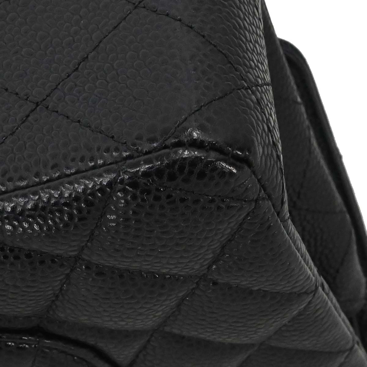 Chanel 2015-2016 Black Caviar Skin Medium Classic Double Flap Shoulder Bag