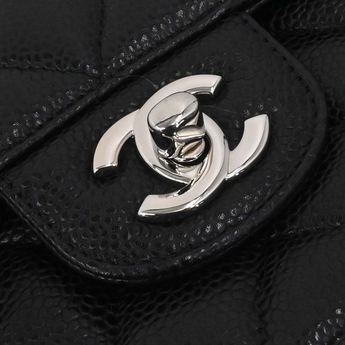 Chanel 2015-2016 Black Caviar Skin Medium Classic Double Flap Shoulder Bag