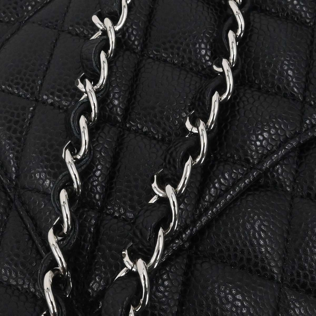 Chanel 2015-2016 Black Caviar Skin Medium Classic Double Flap Shoulder Bag