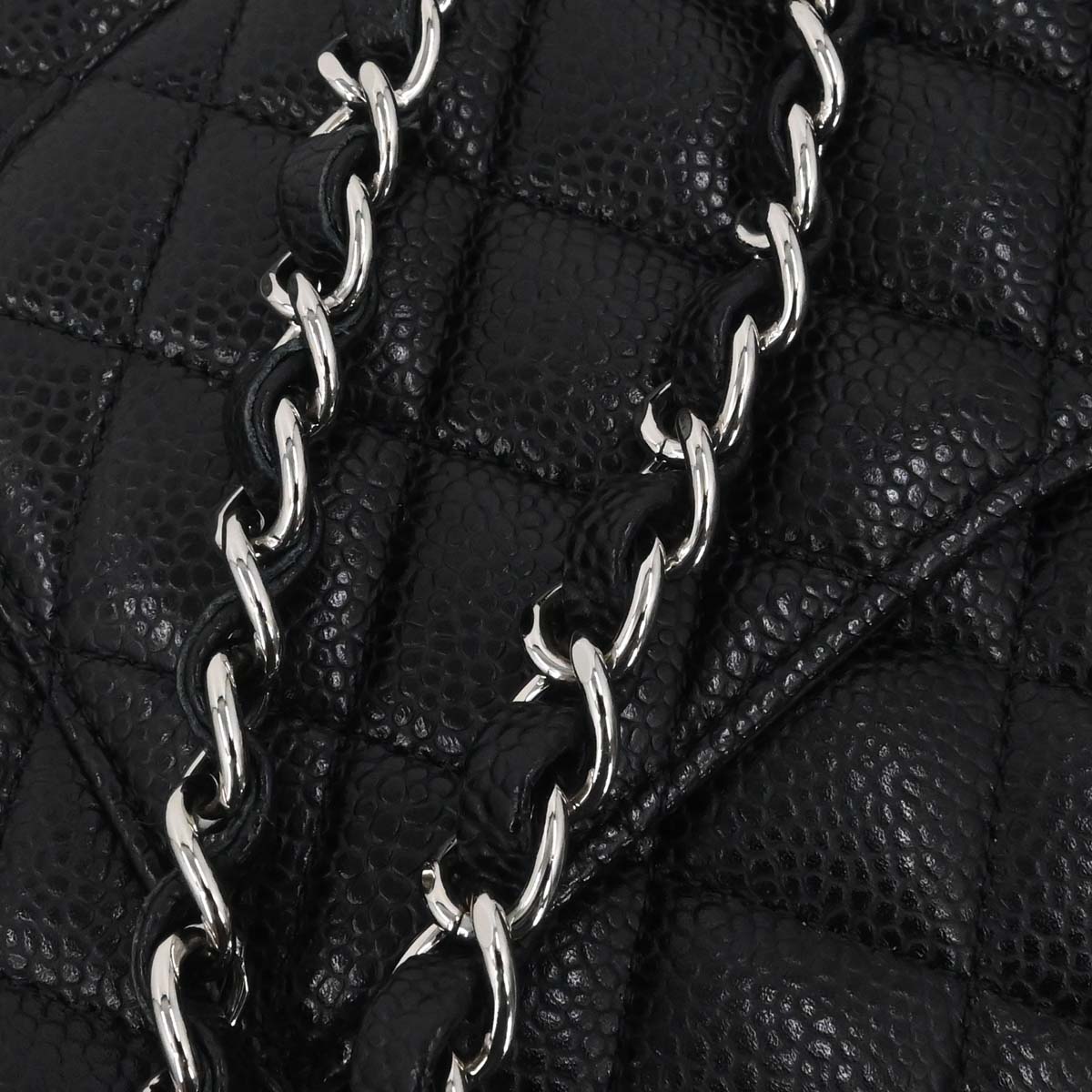 Chanel 2015-2016 Black Caviar Skin Medium Classic Double Flap Shoulder Bag