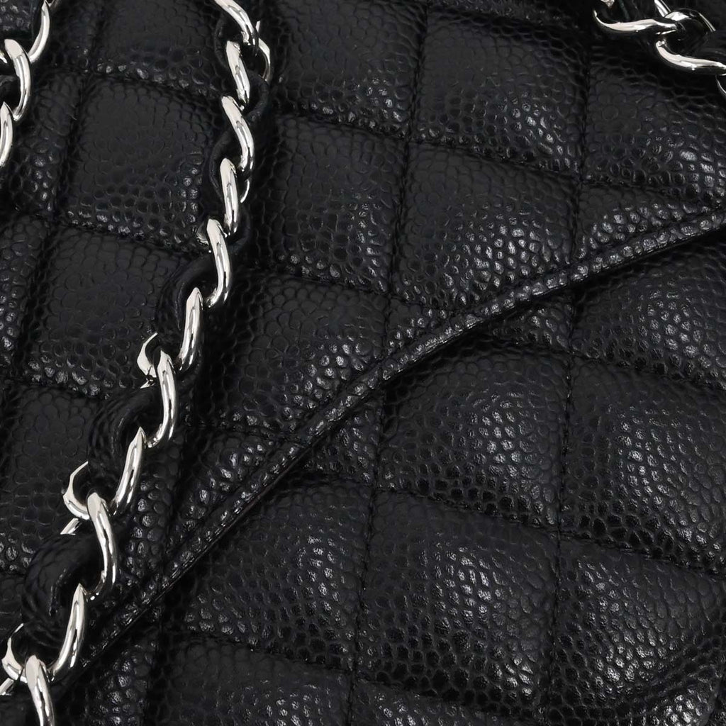 Chanel 2015-2016 Black Caviar Skin Medium Classic Double Flap Shoulder Bag