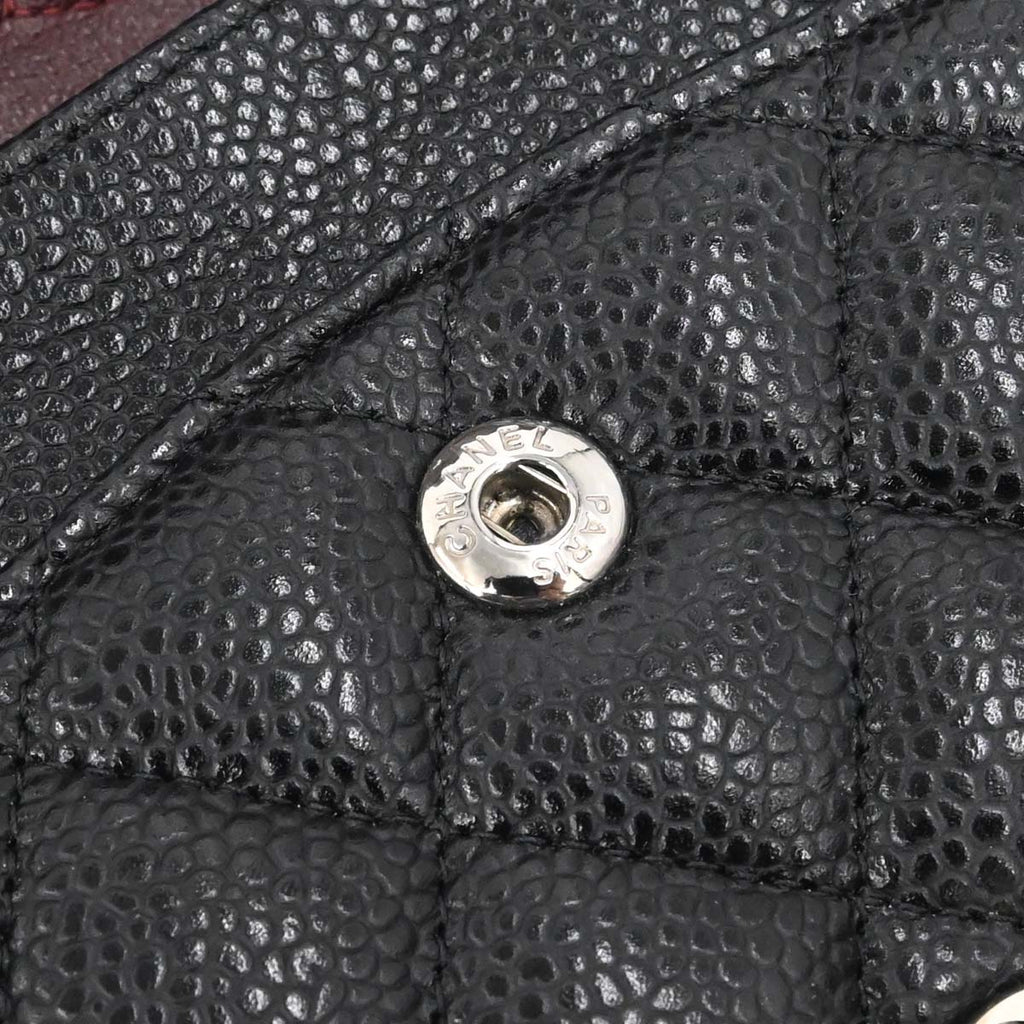 Chanel 2015-2016 Black Caviar Skin Medium Classic Double Flap Shoulder Bag