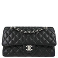 Chanel 2010-2011 Black Caviar Skin Medium Classic Double Flap Shoulder Bag