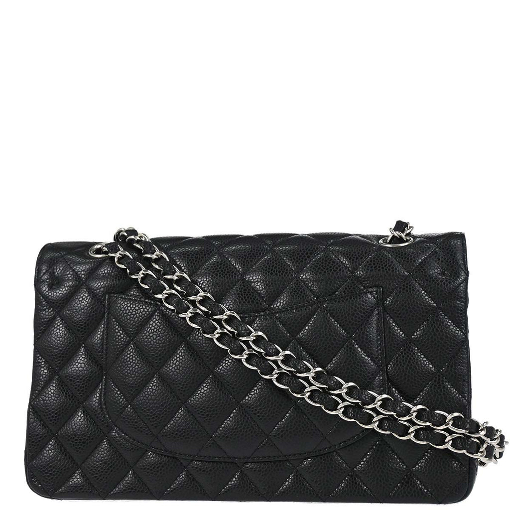 Chanel 2010-2011 Black Caviar Skin Medium Classic Double Flap Shoulder Bag