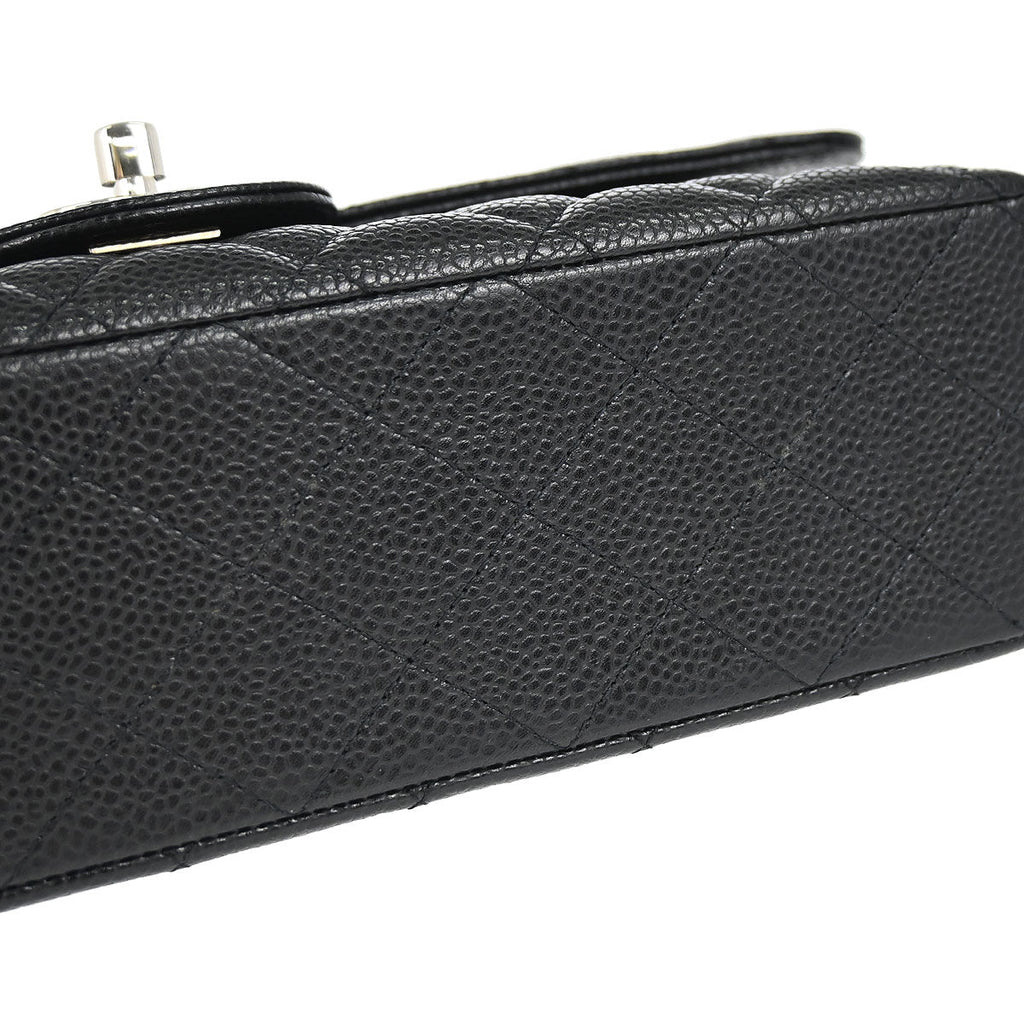 Chanel 2010-2011 Black Caviar Skin Medium Classic Double Flap Shoulder Bag