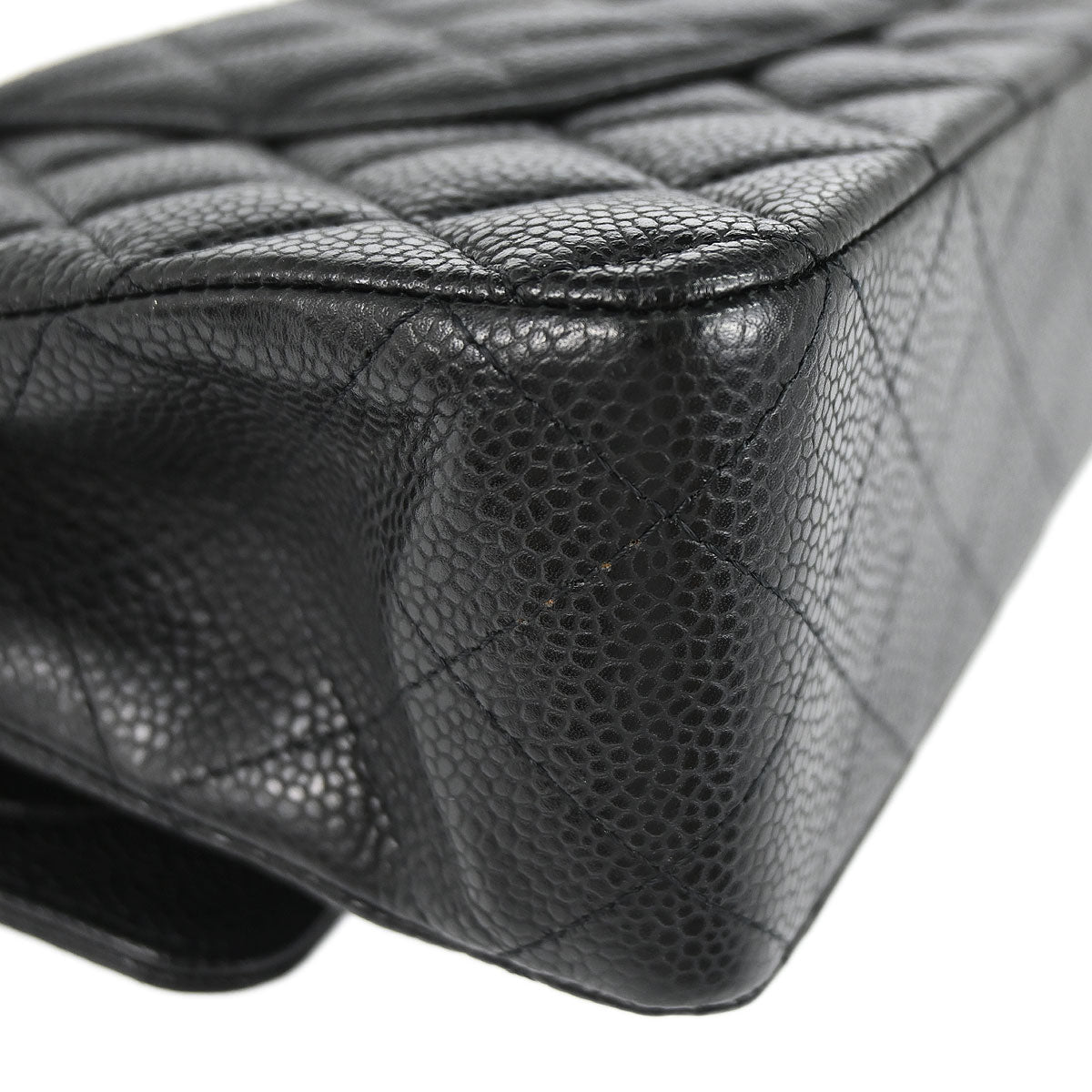 Chanel 2010-2011 Black Caviar Skin Medium Classic Double Flap Shoulder Bag