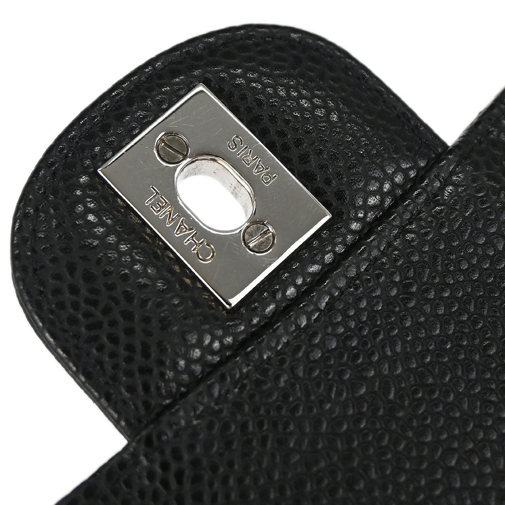 Chanel 2010-2011 Black Caviar Skin Medium Classic Double Flap Shoulder Bag