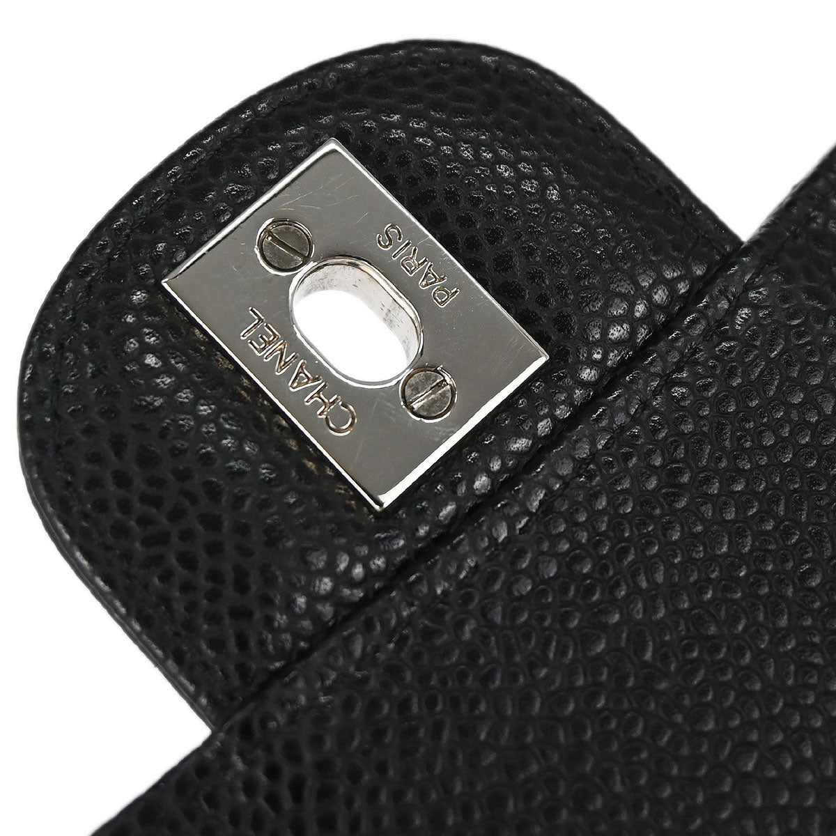 Chanel 2010-2011 Black Caviar Skin Medium Classic Double Flap Shoulder Bag