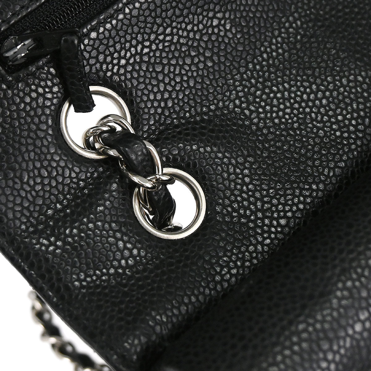 Chanel 2010-2011 Black Caviar Skin Medium Classic Double Flap Shoulder Bag