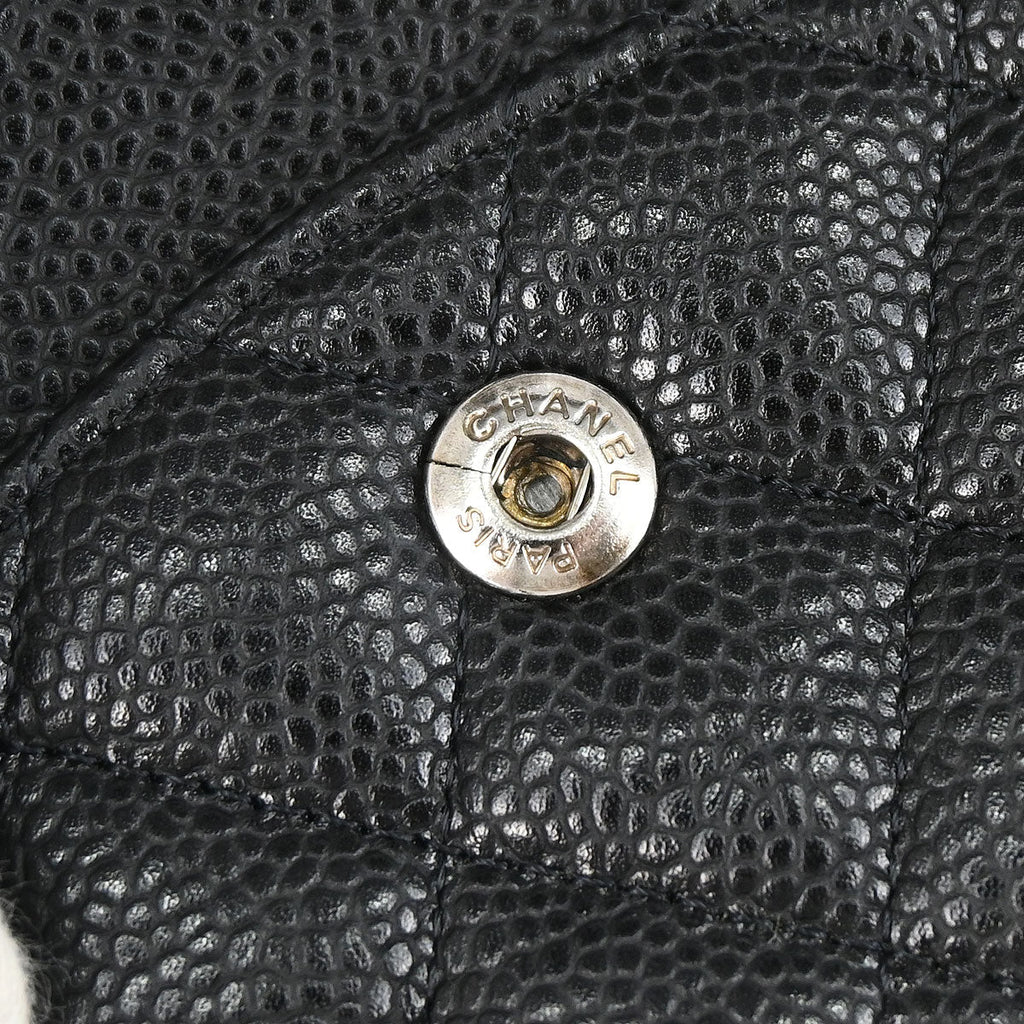 Chanel 2010-2011 Black Caviar Skin Medium Classic Double Flap Shoulder Bag
