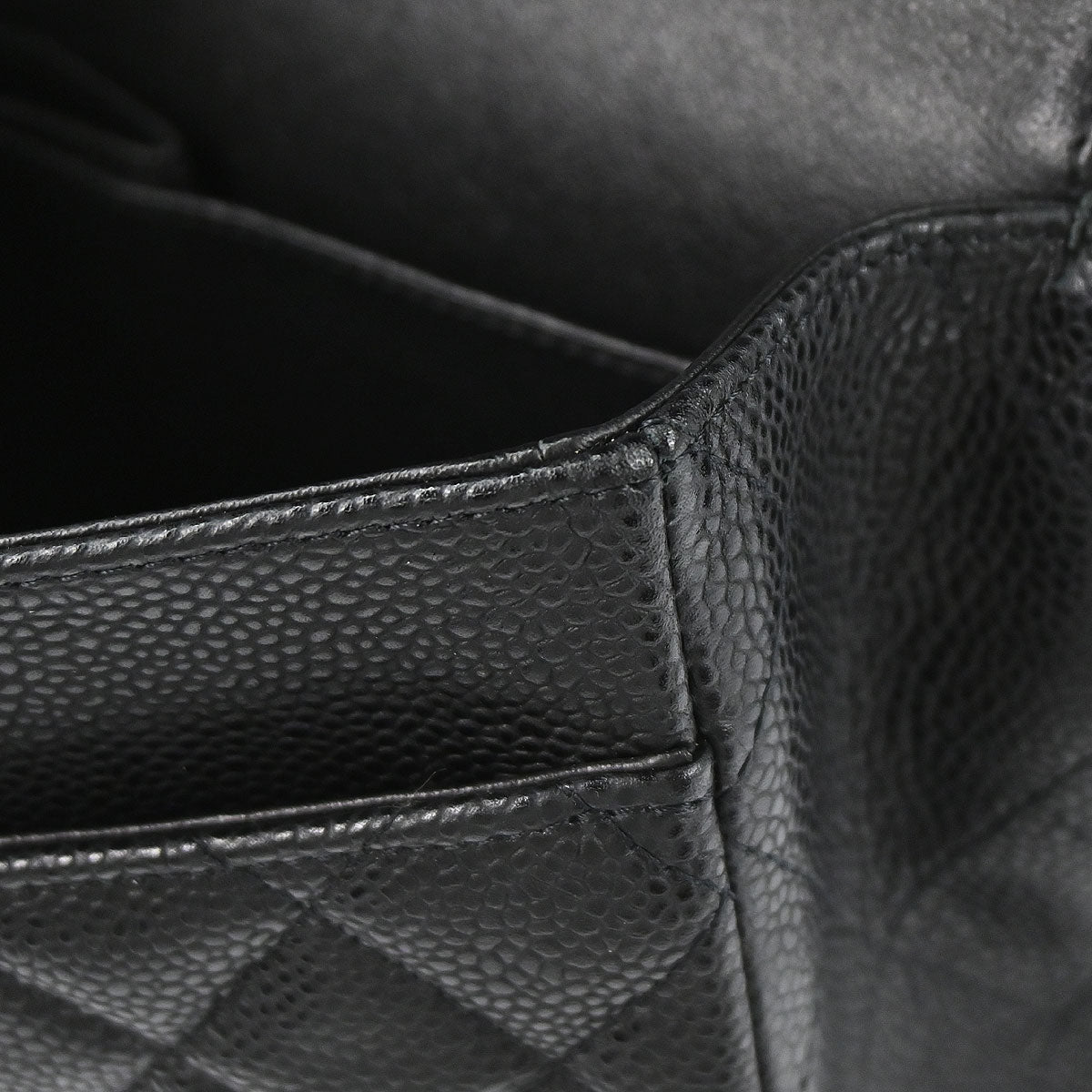 Chanel 2010-2011 Black Caviar Skin Medium Classic Double Flap Shoulder Bag