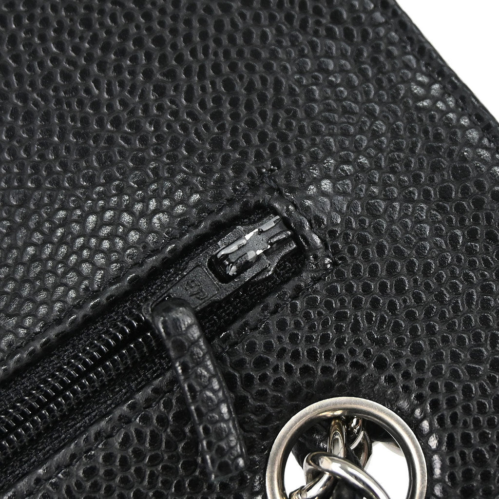 Chanel 2010-2011 Black Caviar Skin Medium Classic Double Flap Shoulder Bag