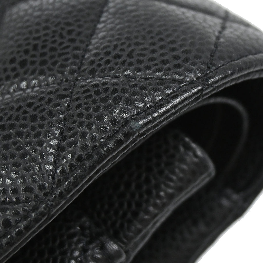 Chanel 2010-2011 Black Caviar Skin Medium Classic Double Flap Shoulder Bag