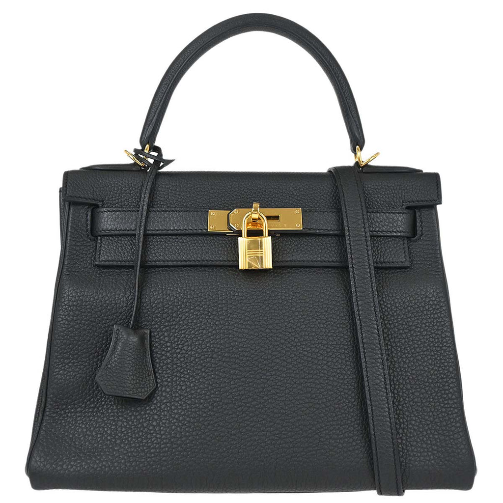 Hermes Black Togo Kelly 28 Retourne 2way Shoulder Handbag