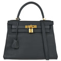 Hermes Black Togo Kelly 28 Retourne 2way Shoulder Handbag