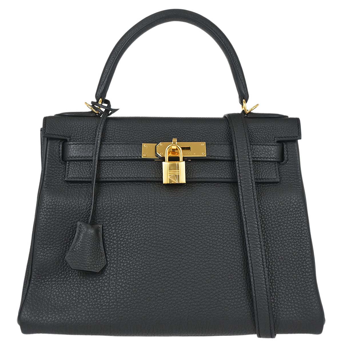 Hermes Black Togo Kelly 28 Retourne 2way Shoulder Handbag