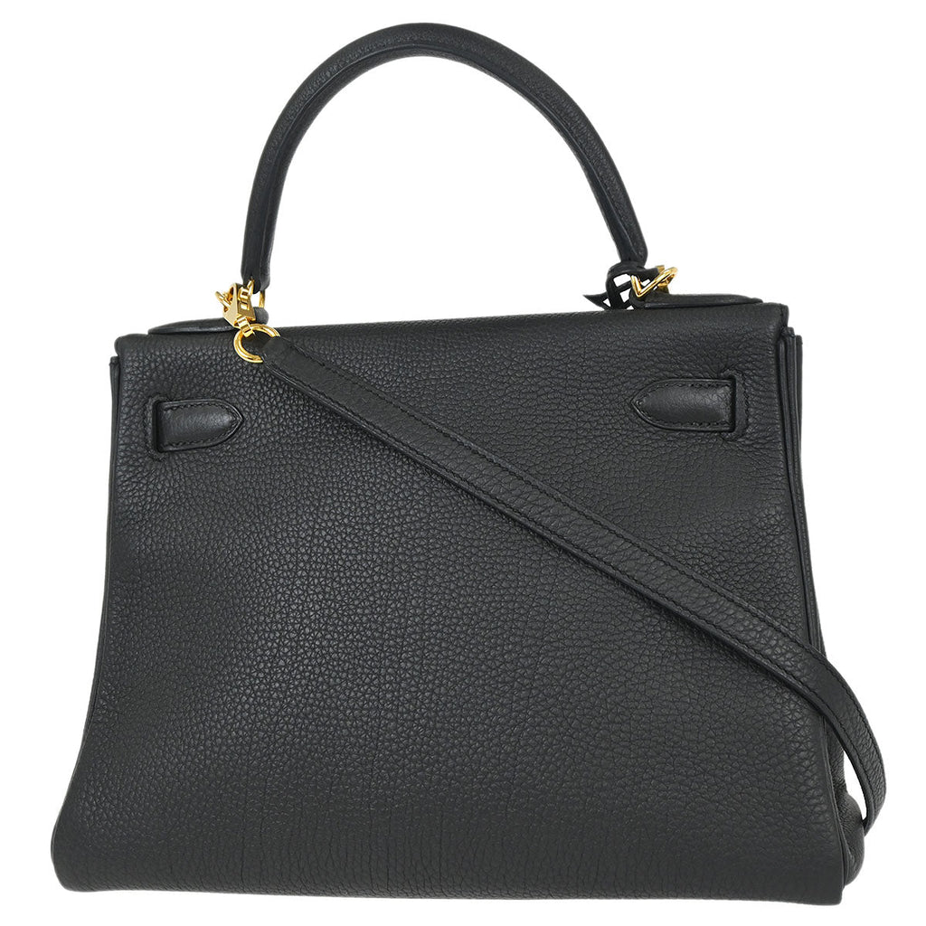 Hermes Black Togo Kelly 28 Retourne 2way Shoulder Handbag