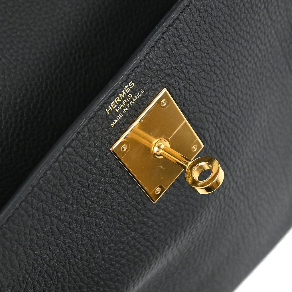 Hermes Black Togo Kelly 28 Retourne 2way Shoulder Handbag