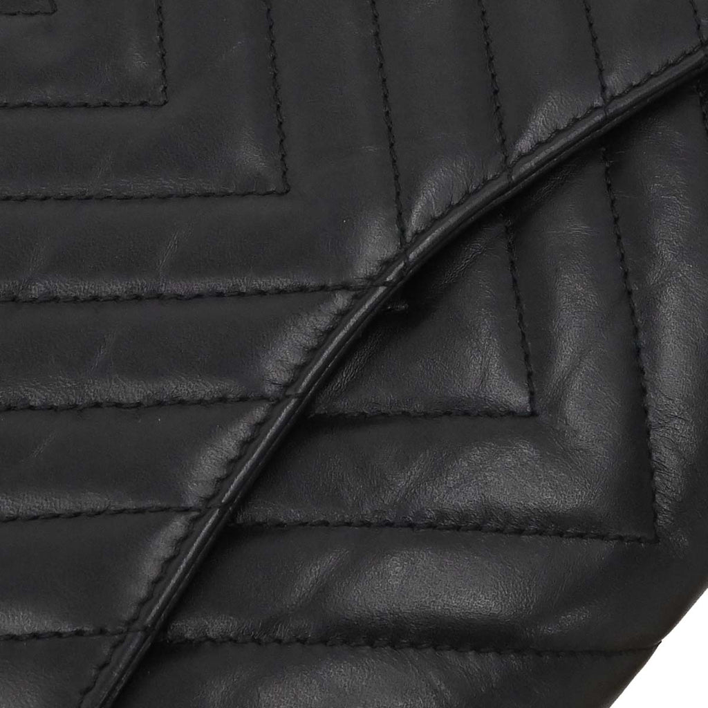 Chanel 2018-2019 Black Lambskin Chevron 2.55 Small Double Flap Shoulder Bag