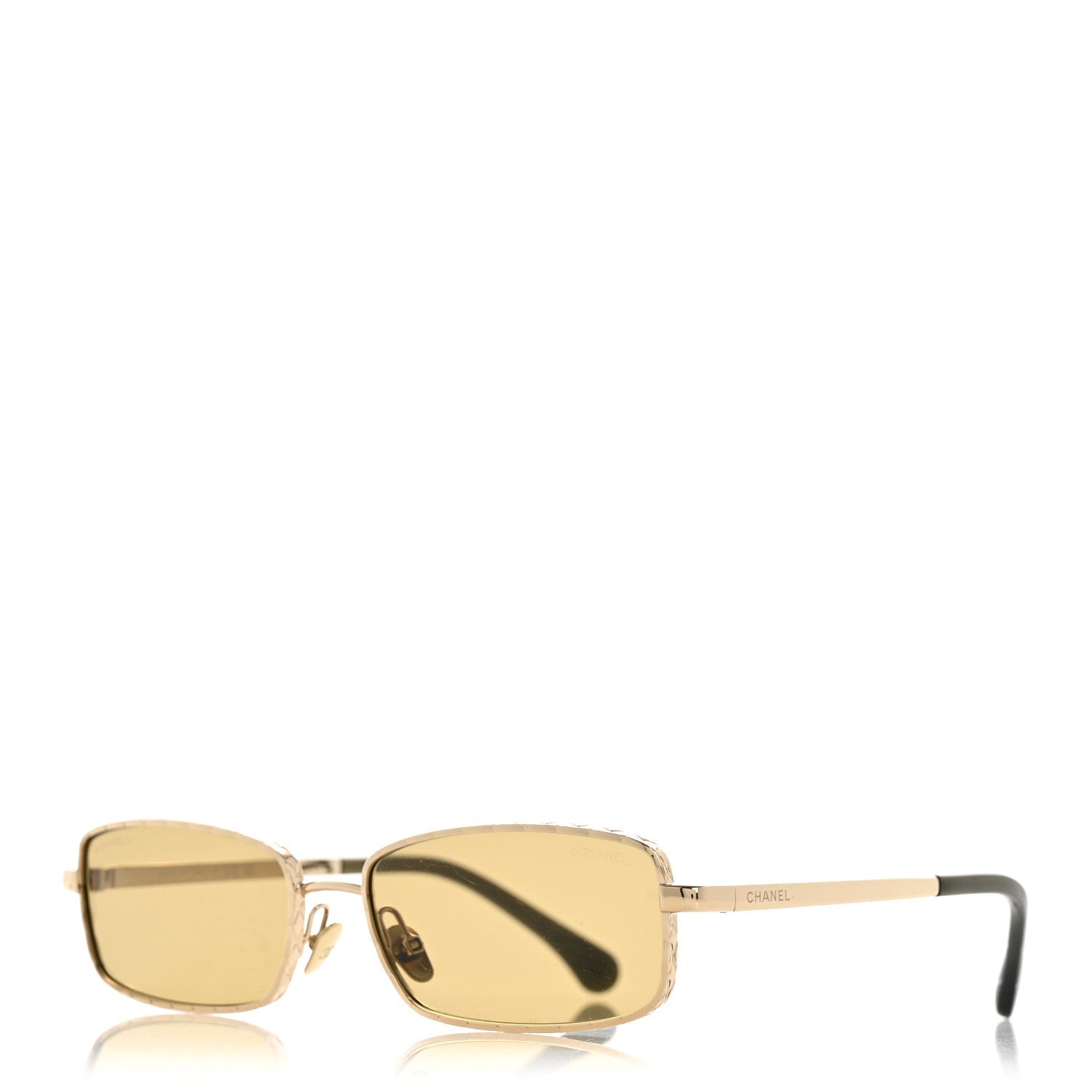Metal Quilted Rectangle Sunglasses 4295 Green Gold