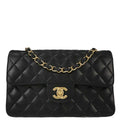Chanel 2010-2011 Black Lambskin Small Classic Double Flap Shoulder Bag