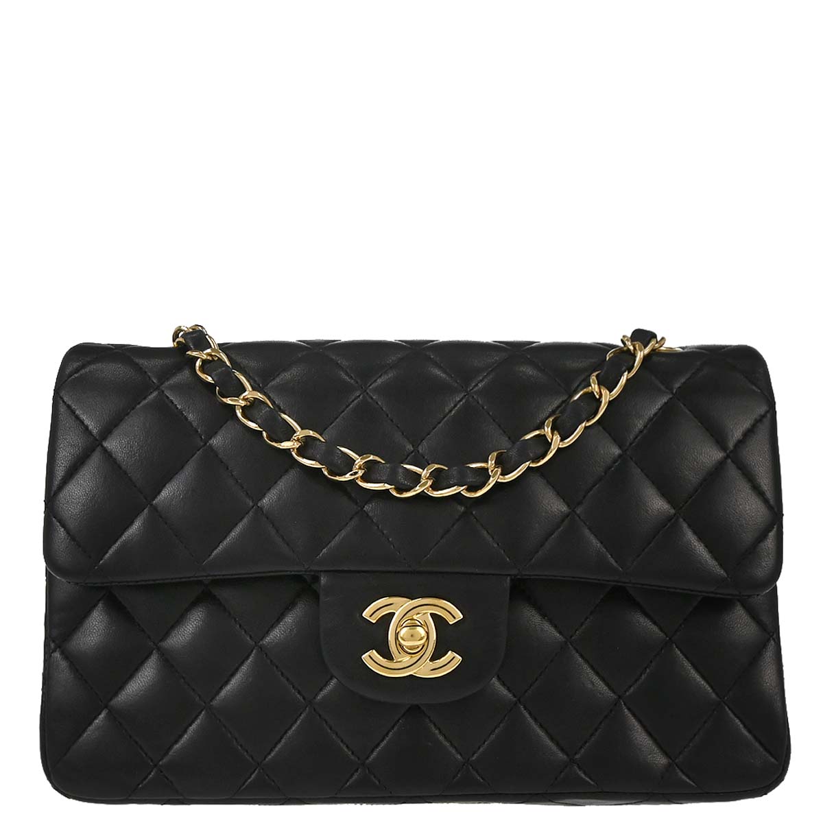 Chanel 2010-2011 Black Lambskin Small Classic Double Flap Shoulder Bag