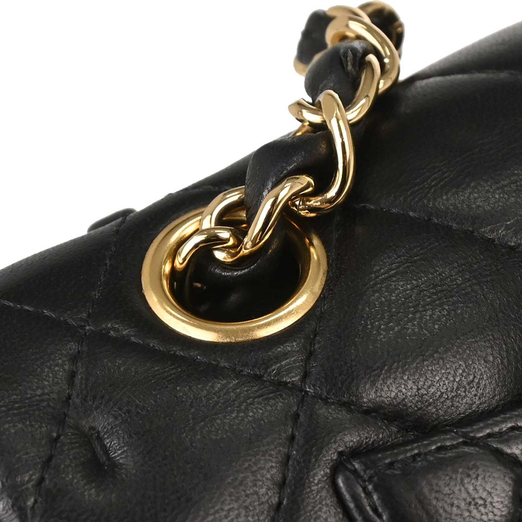 Chanel 2010-2011 Black Lambskin Small Classic Double Flap Shoulder Bag
