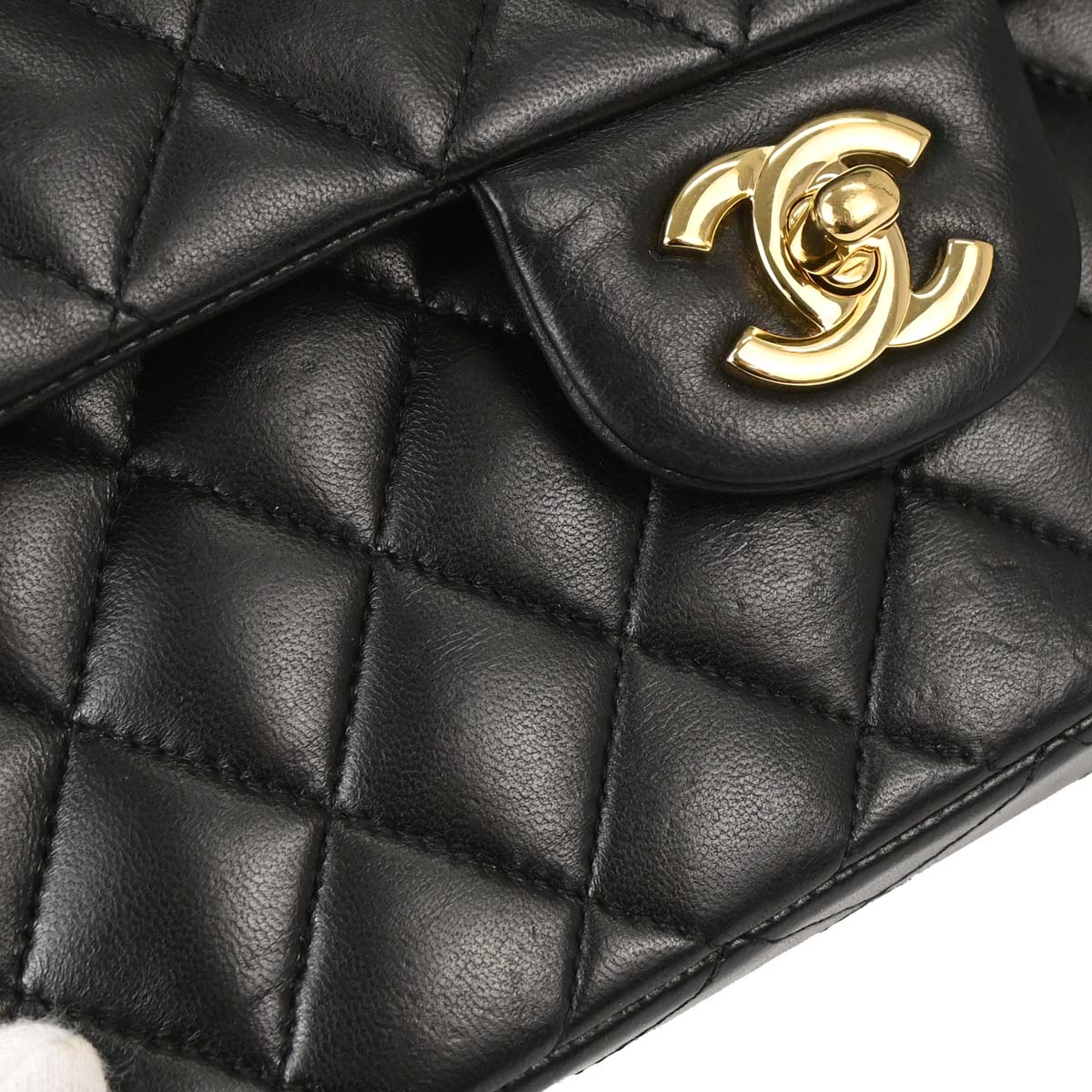 Chanel 2010-2011 Black Lambskin Small Classic Double Flap Shoulder Bag