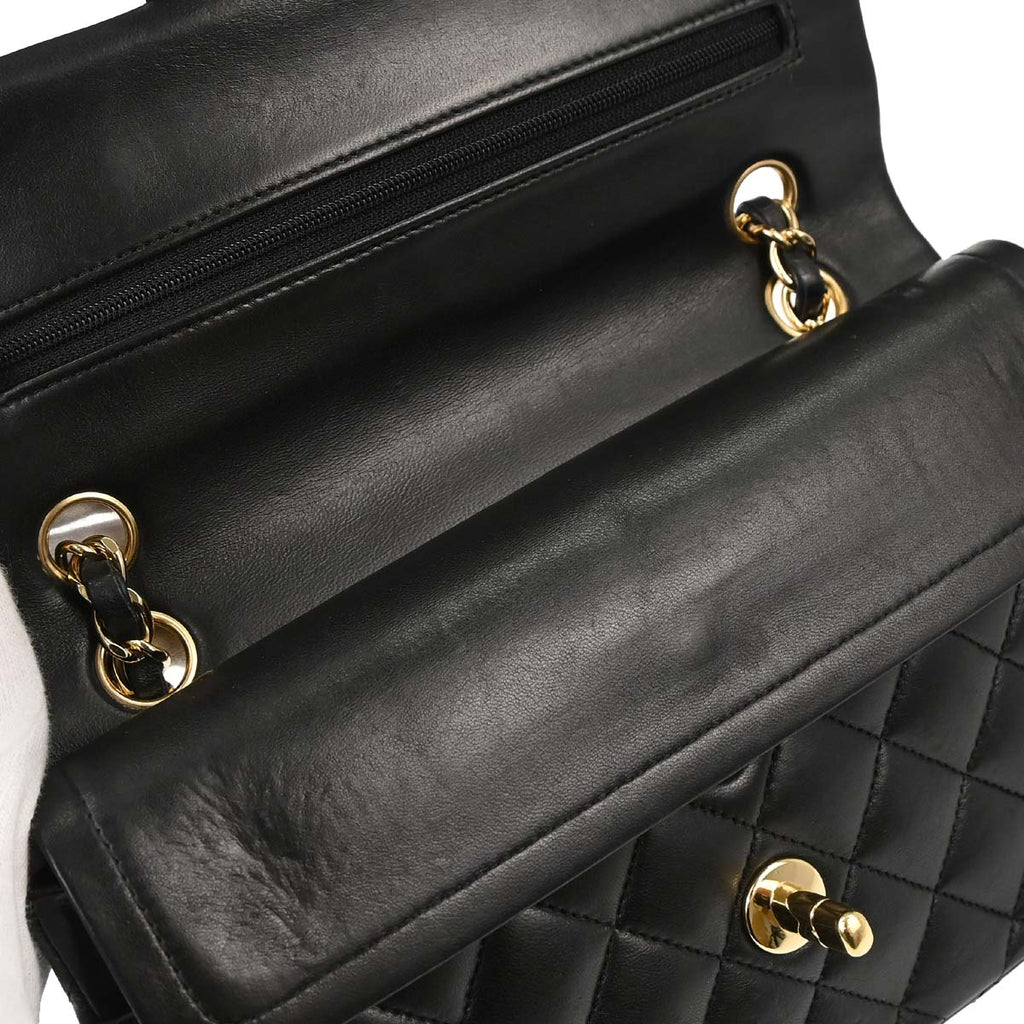 Chanel 2010-2011 Black Lambskin Small Classic Double Flap Shoulder Bag