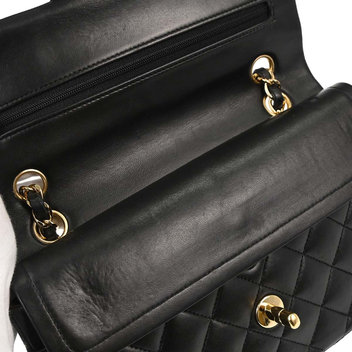 Chanel 2010-2011 Black Lambskin Small Classic Double Flap Shoulder Bag