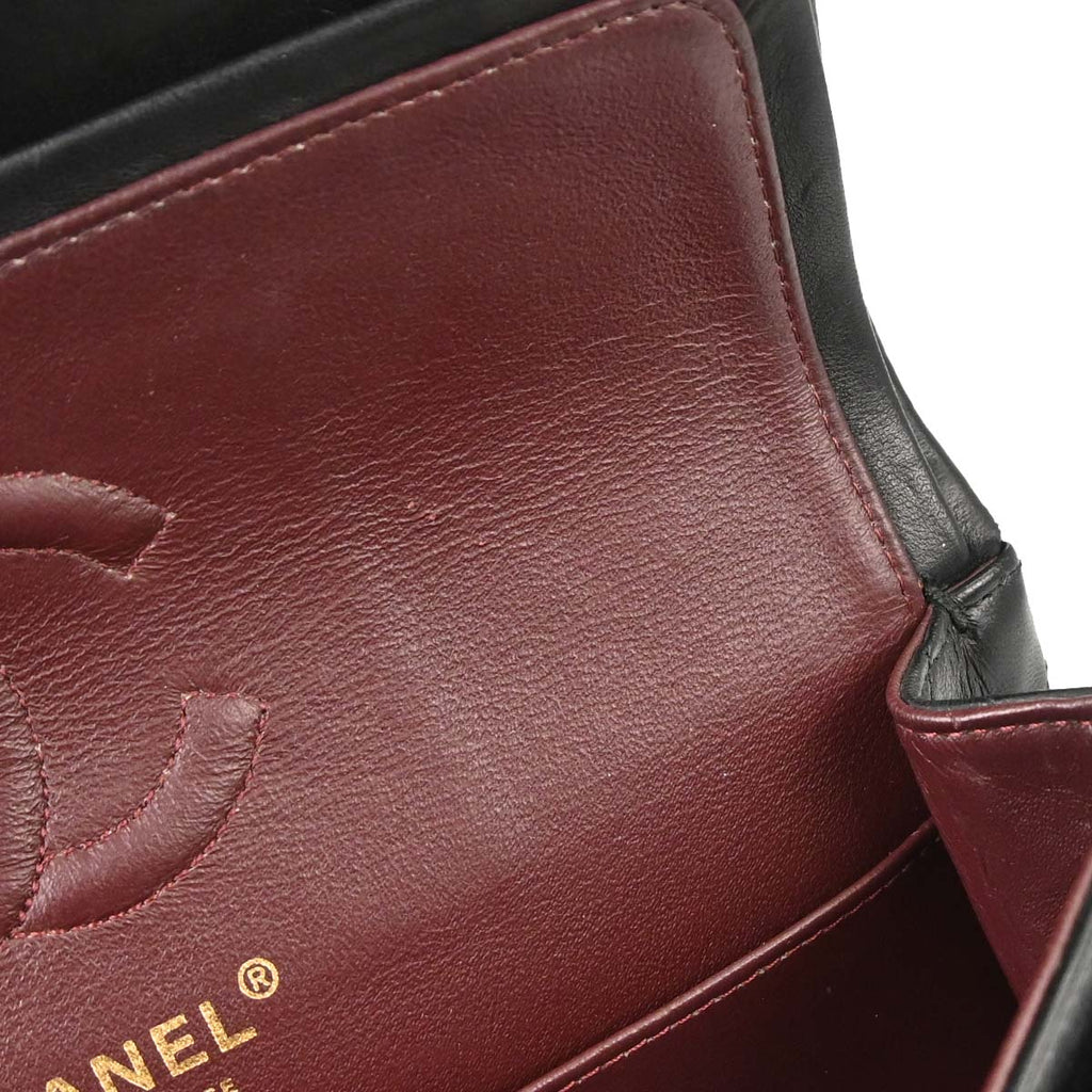 Chanel 2010-2011 Black Lambskin Small Classic Double Flap Shoulder Bag