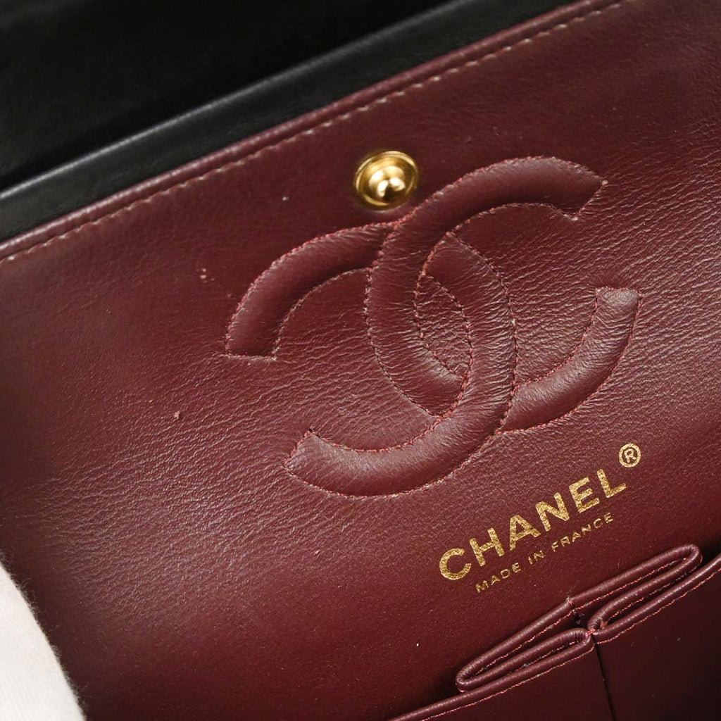 Chanel 2010-2011 Black Lambskin Small Classic Double Flap Shoulder Bag