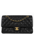 Chanel 2011 Black Caviar Skin Medium Classic Double Flap Shoulder Bag