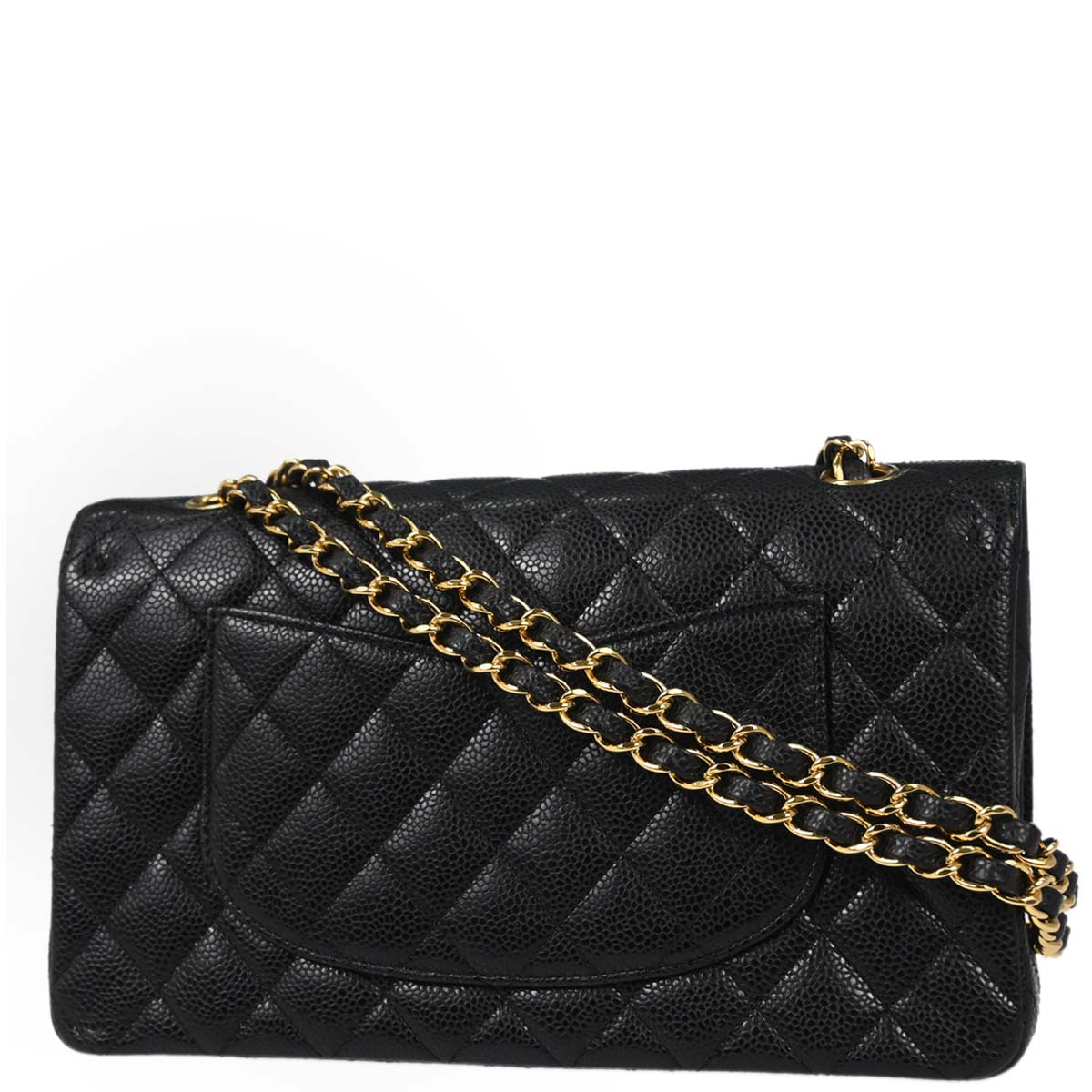 Chanel 2011 Black Caviar Skin Medium Classic Double Flap Shoulder Bag