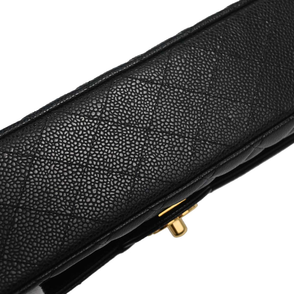 Chanel 2011 Black Caviar Skin Medium Classic Double Flap Shoulder Bag