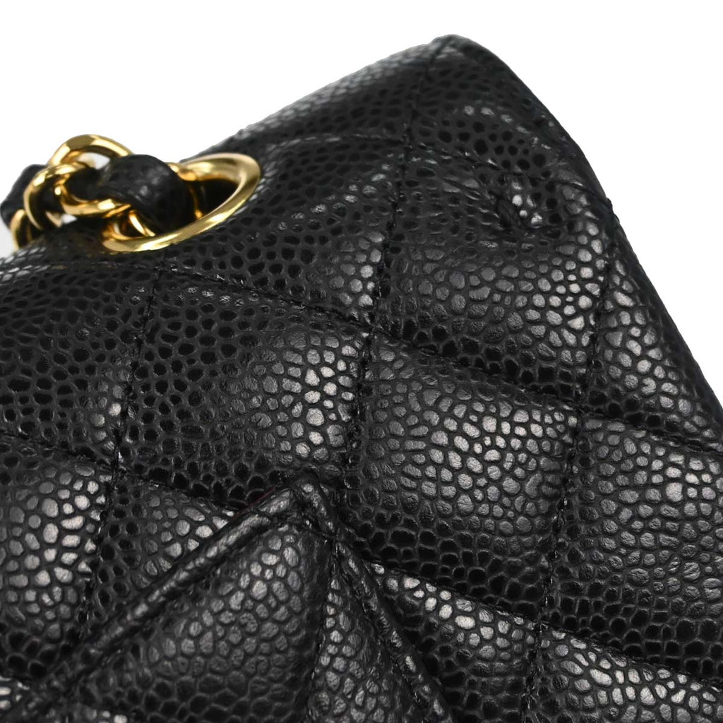 Chanel 2011 Black Caviar Skin Medium Classic Double Flap Shoulder Bag