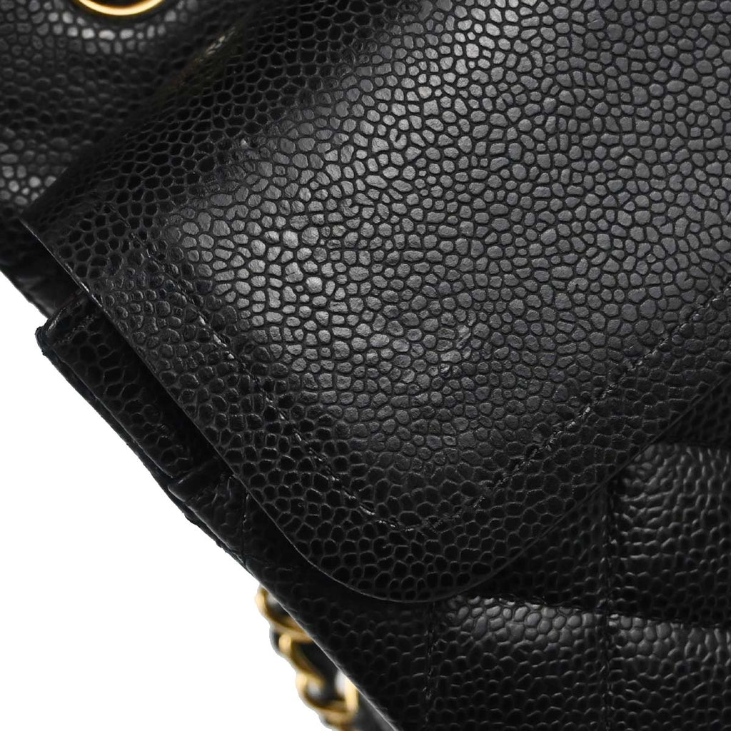 Chanel 2011 Black Caviar Skin Medium Classic Double Flap Shoulder Bag