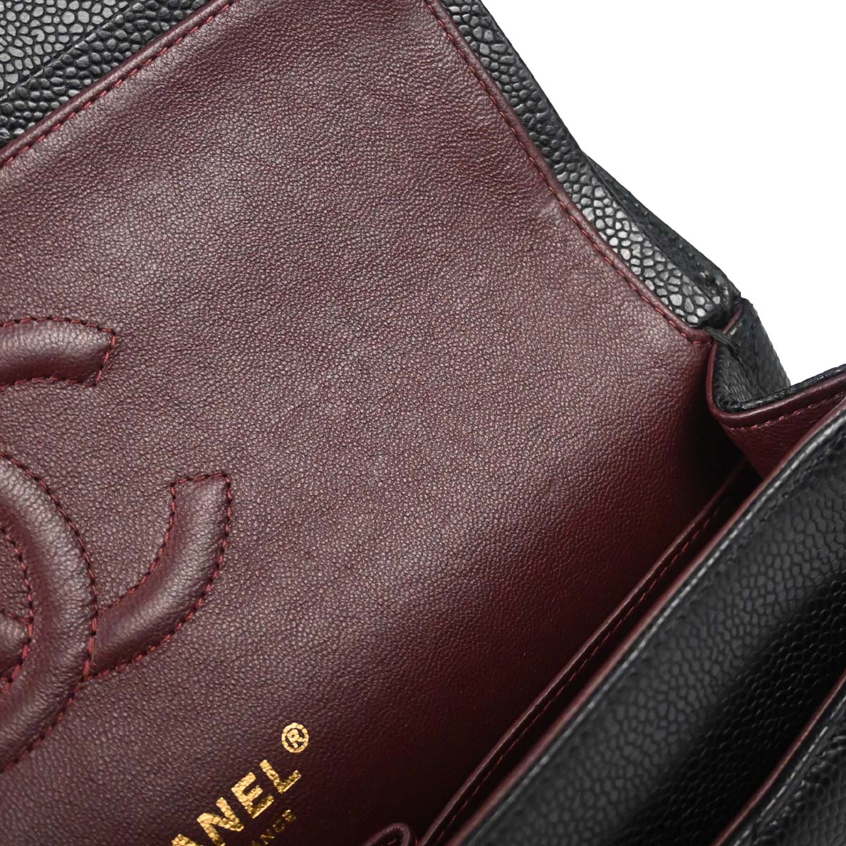 Chanel 2011 Black Caviar Skin Medium Classic Double Flap Shoulder Bag