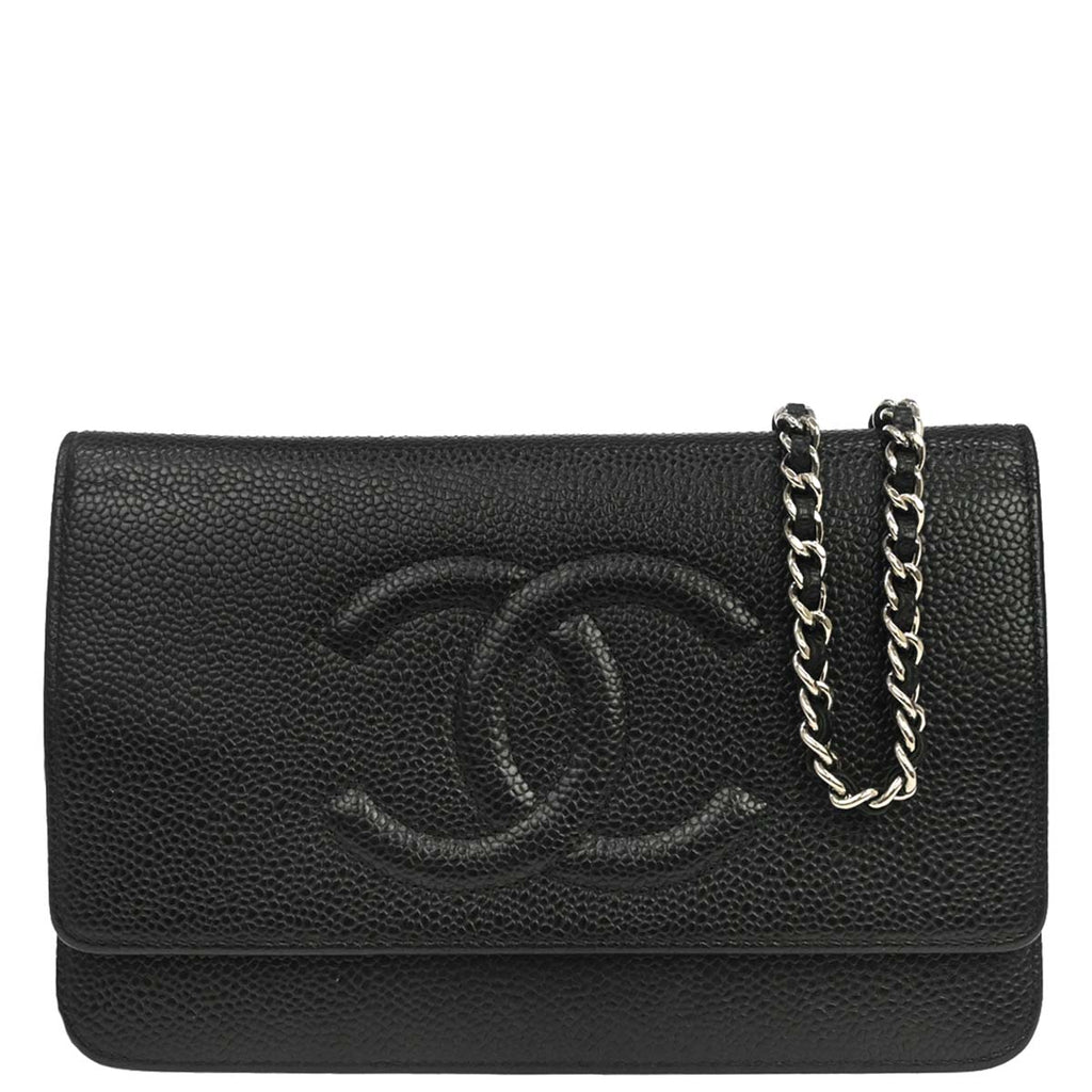 Chanel 2012-2013 Black Caviar Skin Timeless WOC Wallet on Chain Shoulder Bag