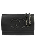Chanel 2012-2013 Black Caviar Skin Timeless WOC Wallet on Chain Shoulder Bag