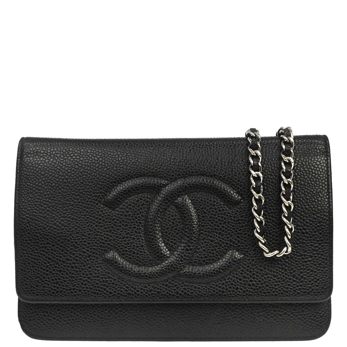 Chanel 2012-2013 Black Caviar Skin Timeless WOC Wallet on Chain Shoulder Bag