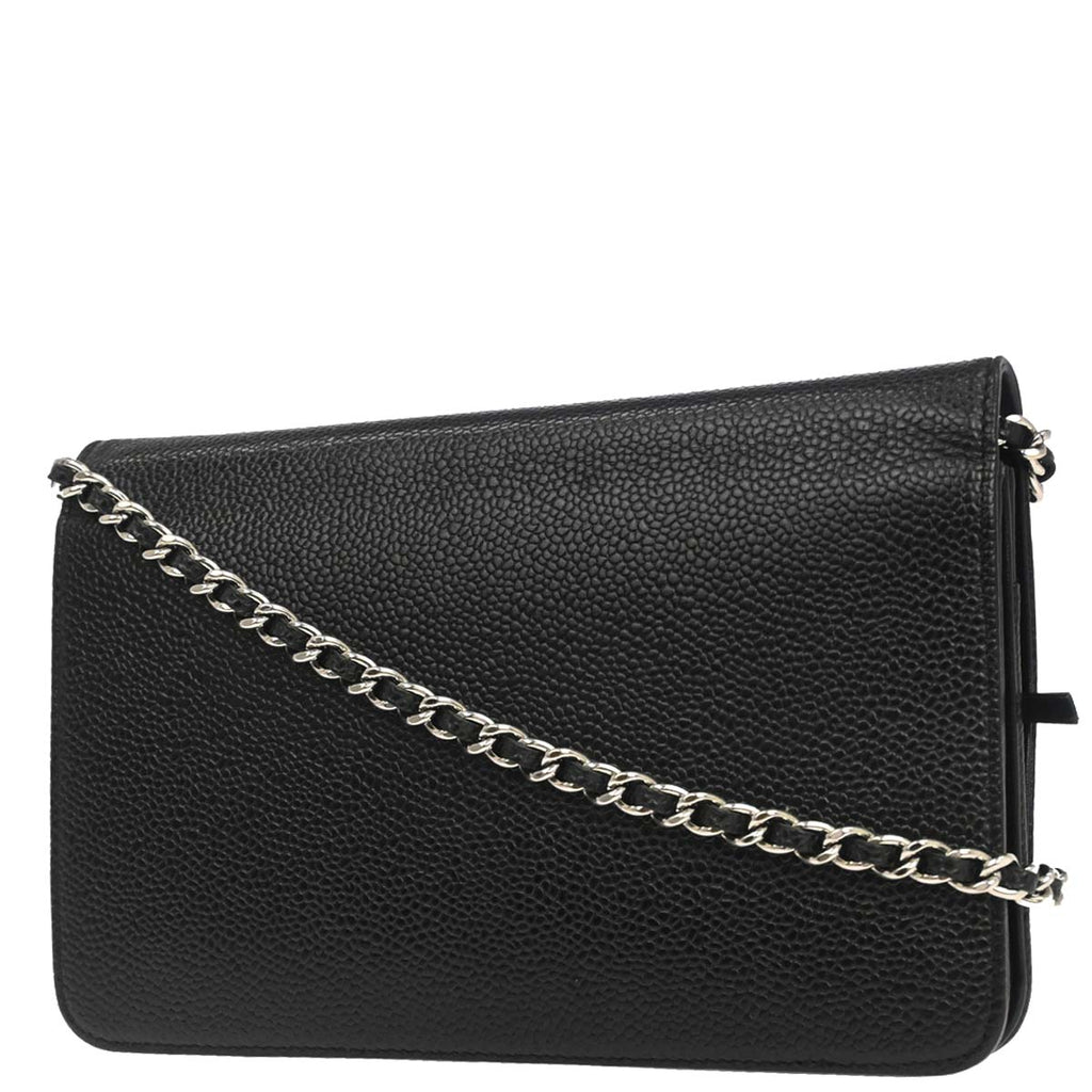 Chanel 2012-2013 Black Caviar Skin Timeless WOC Wallet on Chain Shoulder Bag