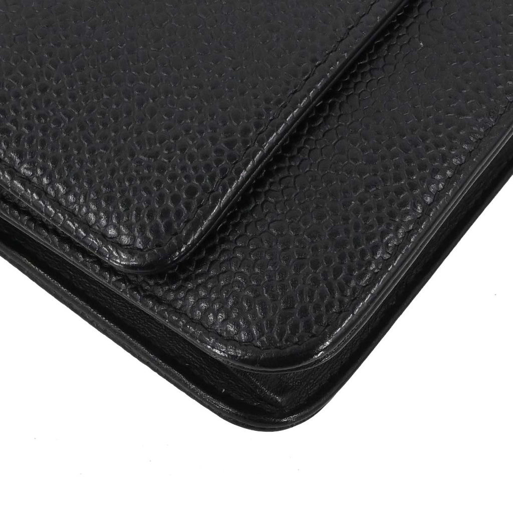 Chanel 2012-2013 Black Caviar Skin Timeless WOC Wallet on Chain Shoulder Bag