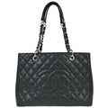Chanel 2013-2014 Gray Caviar Skin Grand Shopping Tote GST Chain Handbag