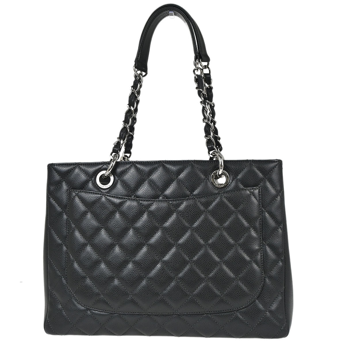 Chanel 2013-2014 Gray Caviar Skin Grand Shopping Tote GST Chain Handbag